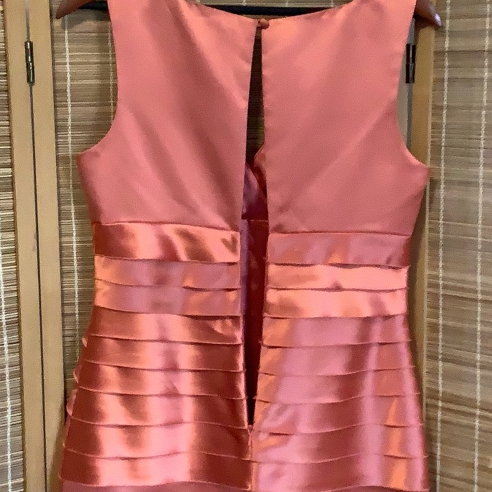 Max & Cleo Coral Satin Midi Dress - Picture 8 of 11